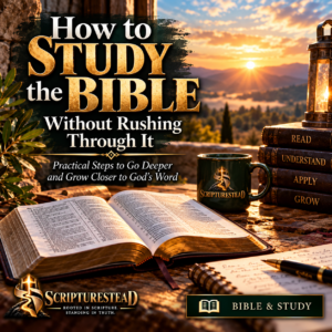 Open Bible and study setting illustrating how to study the Bible without rushing