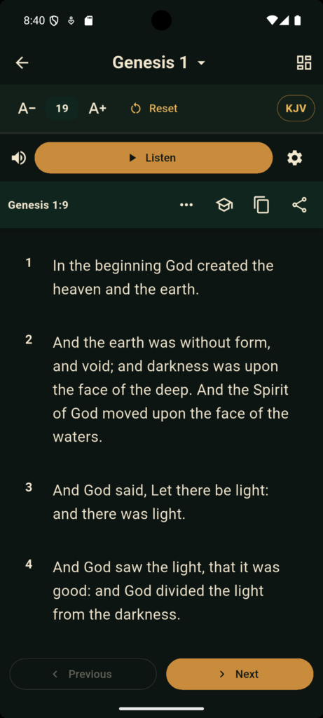 Scripturestead Bible app Bible reader screen