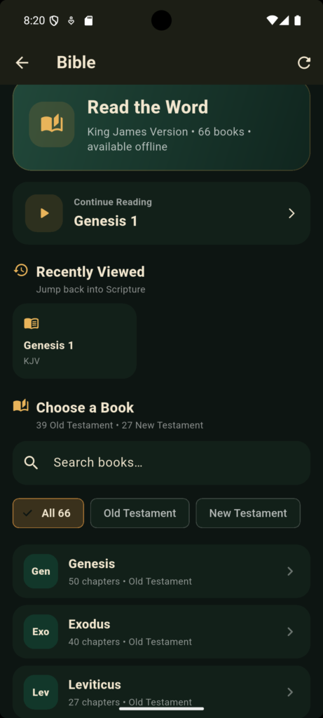Scripturestead Bible app Scripture reading screen