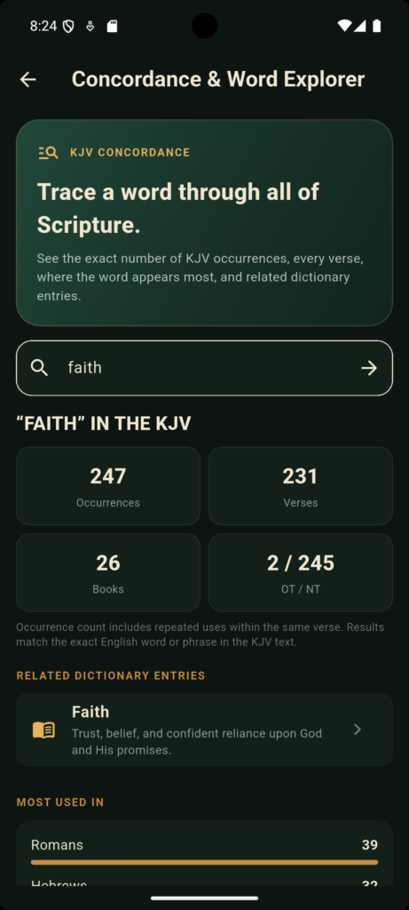 Scripturestead Bible app Word Explorer study screen