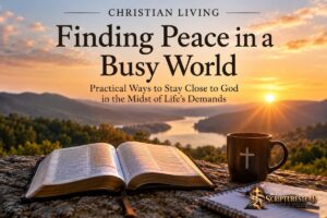 Open Bible and coffee in warm morning light for Finding Peace in a Busy World