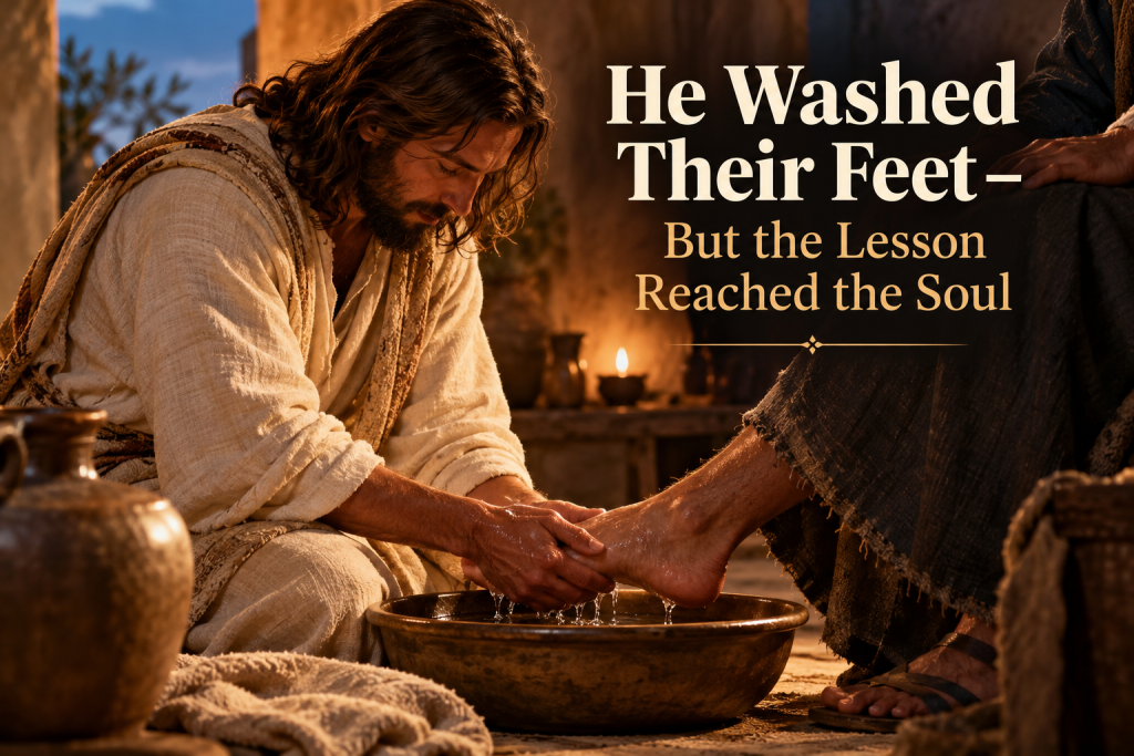 Illustration of Jesus washing the disciples' feet